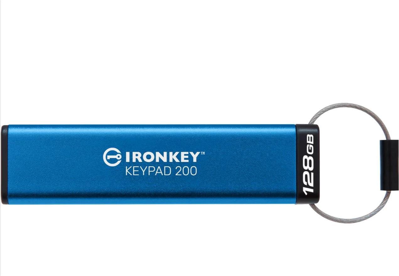 USB Flash Drive Kingston 128GB IronKey Keypad 200, USB 3.2 Gen1, FIPS 140-3 Lvl 3 (Pending) AES-256 Encrypted