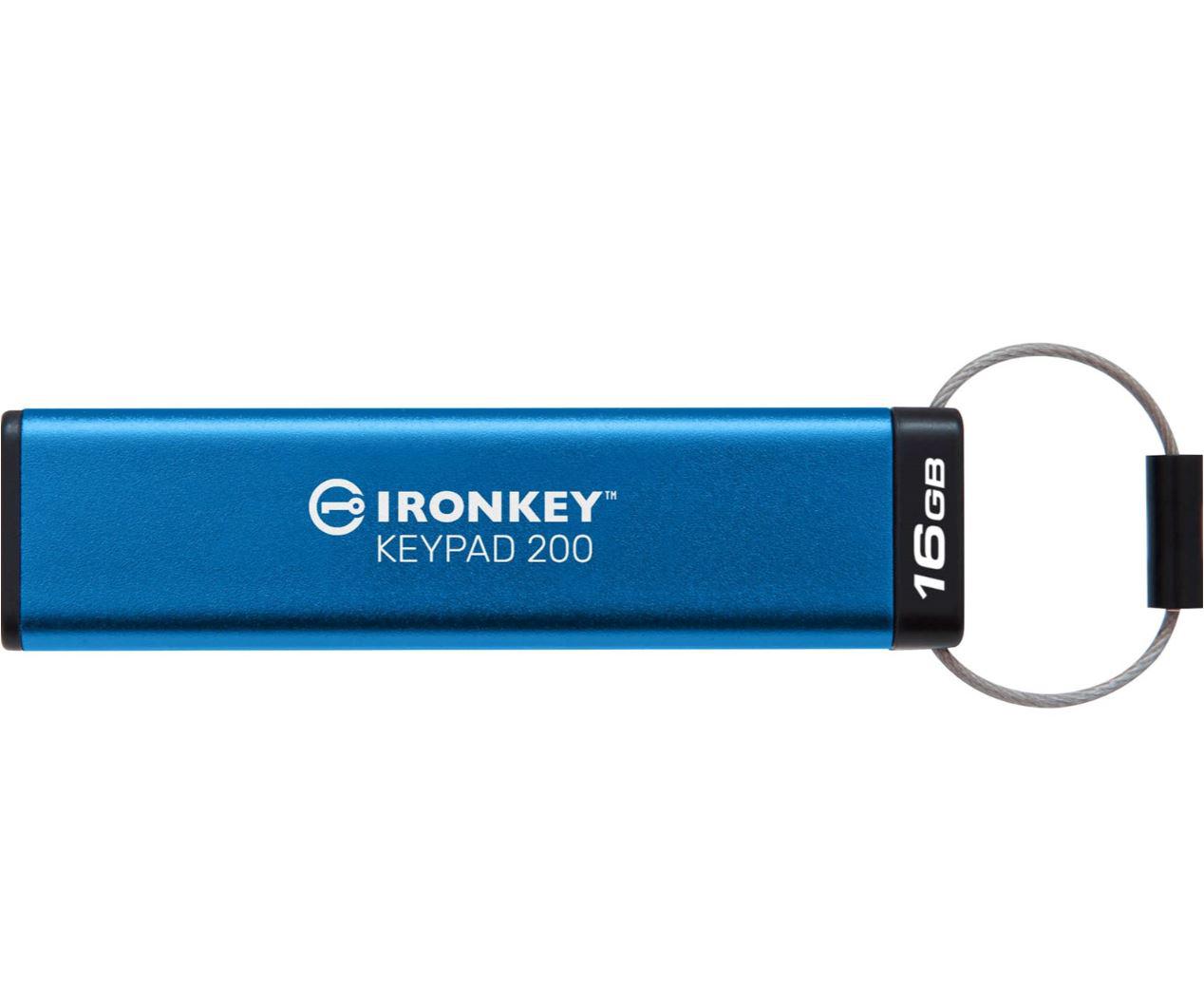 USB Flash Drive Kingston 16GB IronKey Keypad 200, USB 3.2 Gen1, FIPS 140-3 Lvl 3 (Pending) AES-256 Encrypted