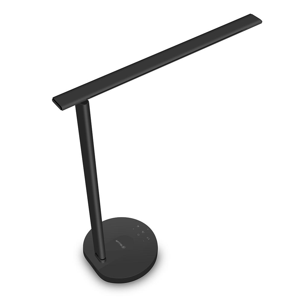 Lampa de birou WiFi Tellur Smart, 12W, lumina alba, calda, Qi 10W, USB 10W, reglabila, negru