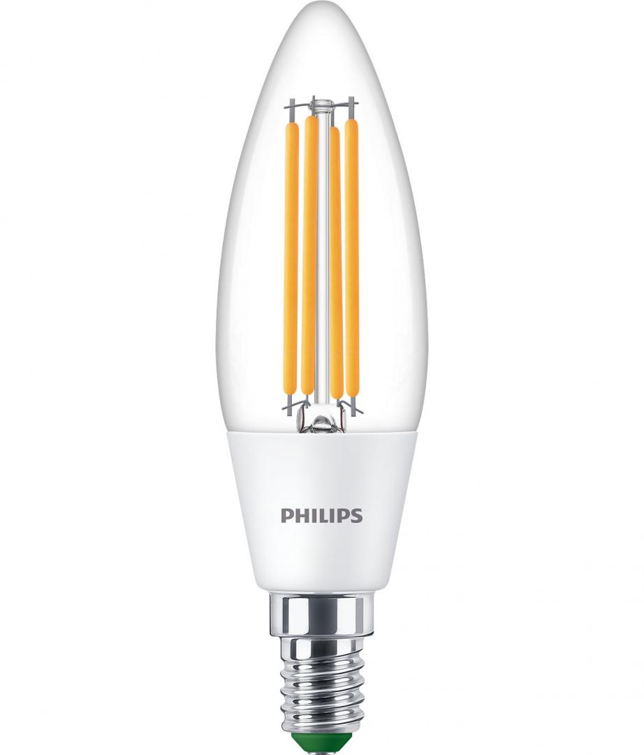 Bec LED Philips Classic B35, Ultra Efficient Light, E14, 2.3W (40W), 485 lm, lumina calda (3000K)