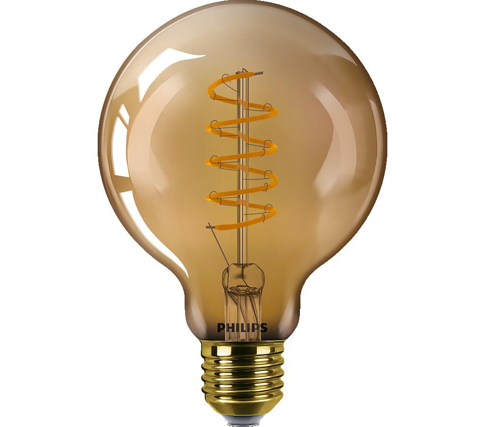 Bec LED vintage (decorativ) Philips Classic Gold Globe G93, EyeComfort ,E27, 4W (25W), 250 lm, lumina calda (1800K), dimabil, cu filament