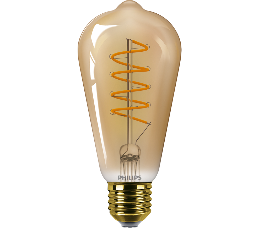 Bec LED vintage (decorativ) Philips Classic Gold Bulb ST64, EyeComfort ,E27, 4W (25W), 250 lm, lumina calda (1800K), dimabil, cu filament