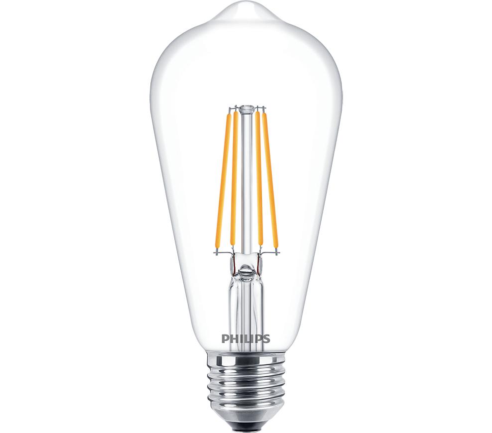 Bec LED Philips Classic ST64, EyeComfort, E27, 7W (60W),806 lm ,luminacalda (2700K), cu filament