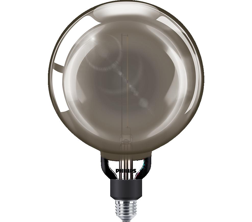 Bec LED vintage (decorativ) Philips Giant G200, EyeComfort, E27 ,6.5W(20W), 200 lm, lumina calda (1800K), dimabil, Fumuriu, 28.620.2 cm