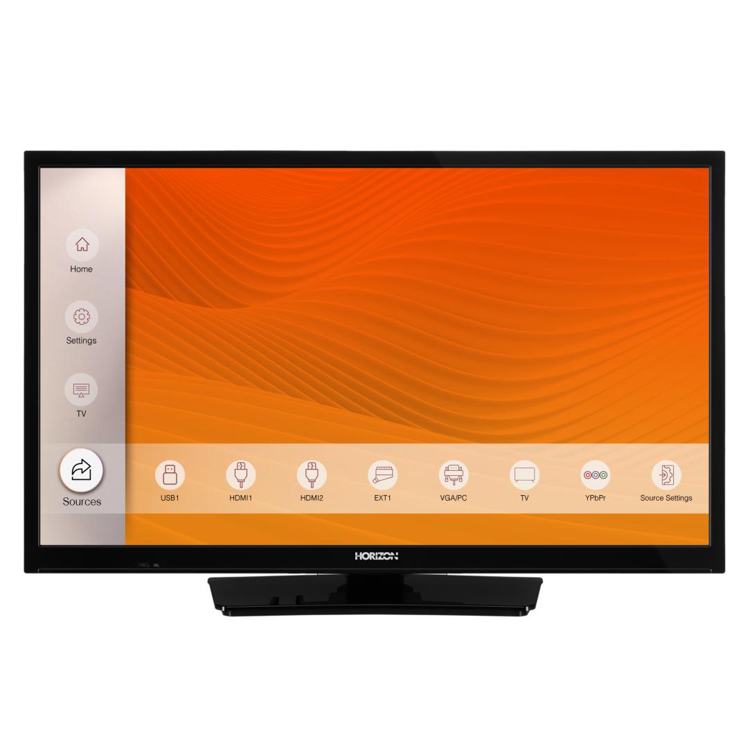 LED TV HORIZON 24HL6100H/B, 24" Edge LED, HD Ready (720p), Digital TV- Tuner DVB-S2/T2/C, CME 100Hz, Contrast 3000:1, 220 cd/m2, 1xCI+, 2xHDMI (v1.4), 1xD-Sub (15-PIN), USB Player (AVI, MKV, H.265/HEVC, JPEG), Hotel TV Mode (Passive), VESA 75 x 75 mm|M4, Double Neck-Foot Stand, Very Narrow Design