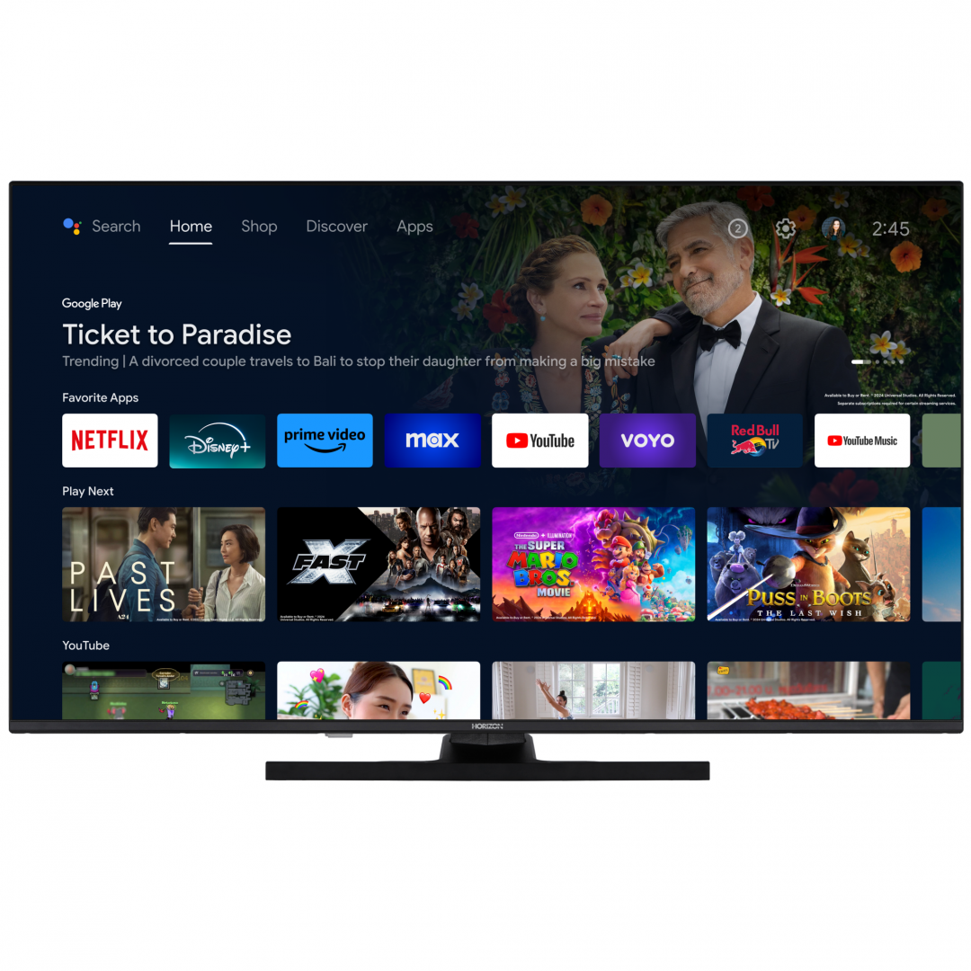 LED TV HORIZON 43HL7790F/D, 43" D-LED, Full HD, CME 200Hz, DVB- S2/T2/C, Android TV, Google Assistant + Google Cast, Contrast 3000:1, 300 cd/m2, 2x HDMI (v1.4) , 1x USB(v2.0),1x AV IN(Mini), 1x Coaxial, 1x CI+, 1x LAN(RJ45),VESA 100 x 100 mm,  M4, Middle Stand, Black