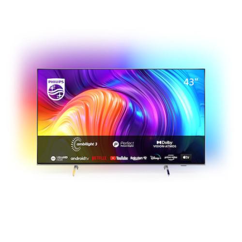 Televizor Philips Ambilight 43PUS8507/12 (Model 2022) 43"(108CM), LED 4K, Silver, Flat, Android TV, Mirroring iOS/Android