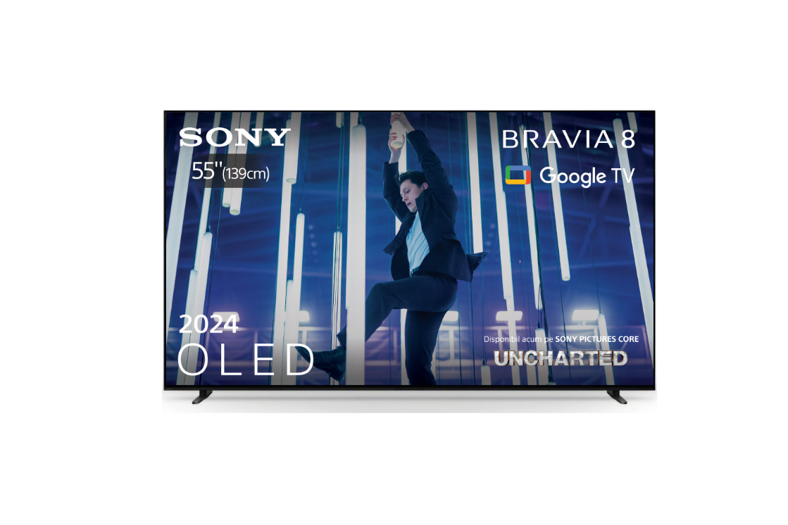 Televizor Sony BRAVIA 8 OLED 55XR80, 139 cm, Smart Google TV, 4K Ultra HD, 100 Hz, Clasa F (Model 2024)