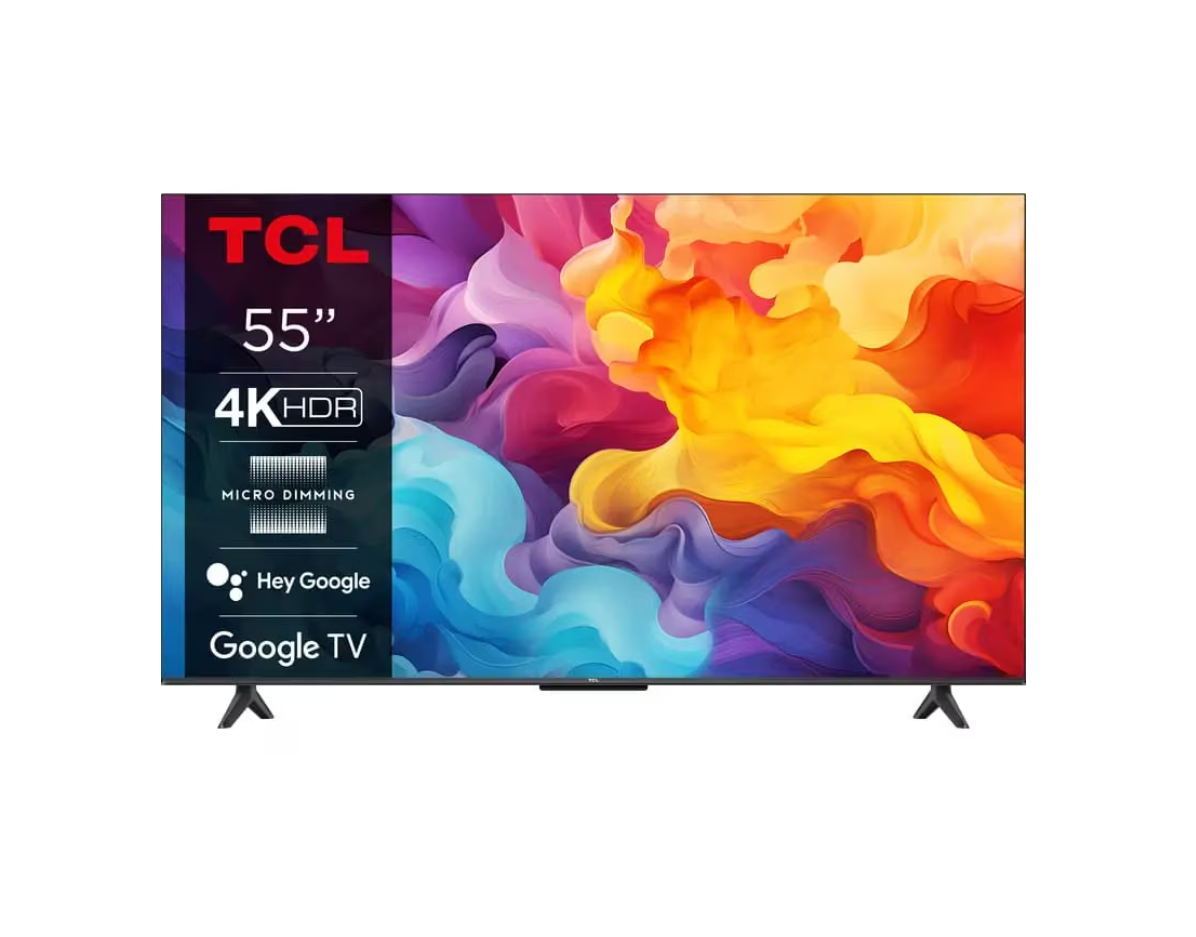 Televizor LED Smart TCL 55V6B (Gama 2024), 4K Ultra HD, 139 cm, Negru/Argintiu