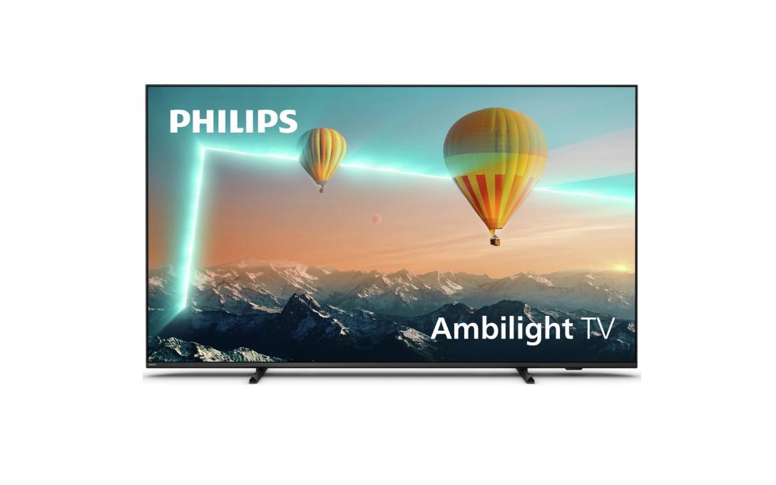 Smart TV Philips Ambilight 50PUS8007/12 (Model 2022) 50"(126CM), LED 4K, Negru, Plat, Android TV, Mirroring iOS/Android, Pixel Precise Ultra HD, HDR10+/HLG, 60 Hz, DVB-T/T2/T2-HD/C/S/S2, 20 W, Wi-Fi Bluetooth, 1xJack 3.5 mm, 2xUSB 3.0, 1xRJ-45, CI+ slot, 4xHDMI 2.0, 1xDigital Optical Out, VESA