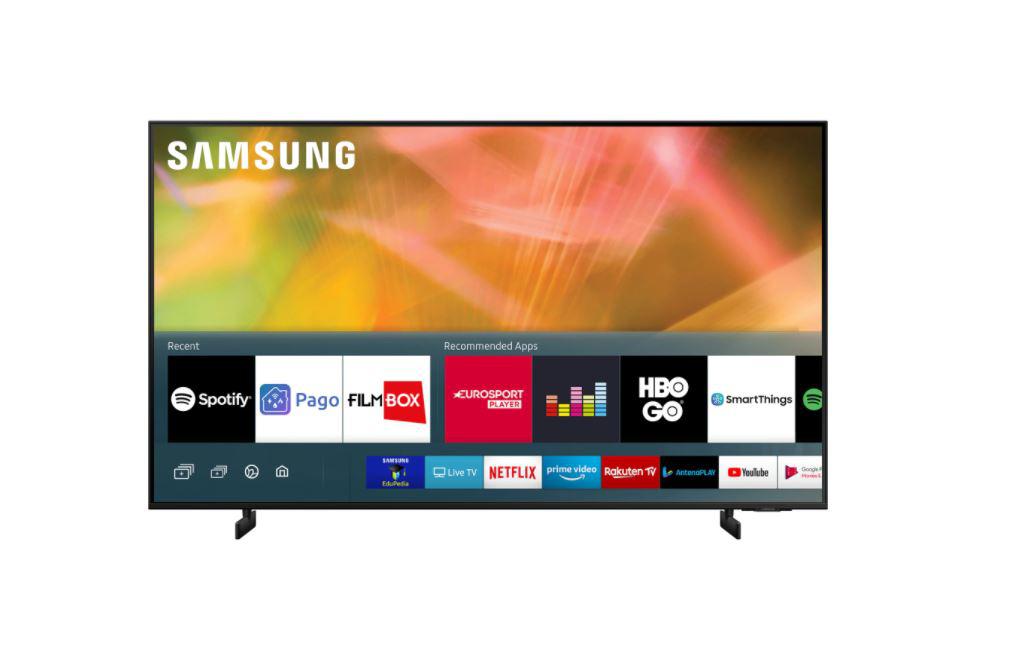 Televizor, Samsung, SM, UE55AU8072UXXH, 2021, 138CM, LED, Smart TV, 4K ,Negru, Plat, Tizen, Mirroring iOS, Android, Crystal Processor 4K,HDR10+/HLG, 50 Hz, DVB-T2CS2, 2, 20 W, Subwoofer integrat: Nu, Wi-Fi,Bluetooth, 1 x RJ-45, 1 x S/PDIF, CI+ slot, 3 x HDMI, 2 x USB, 200 x200, Cablu de alimentare