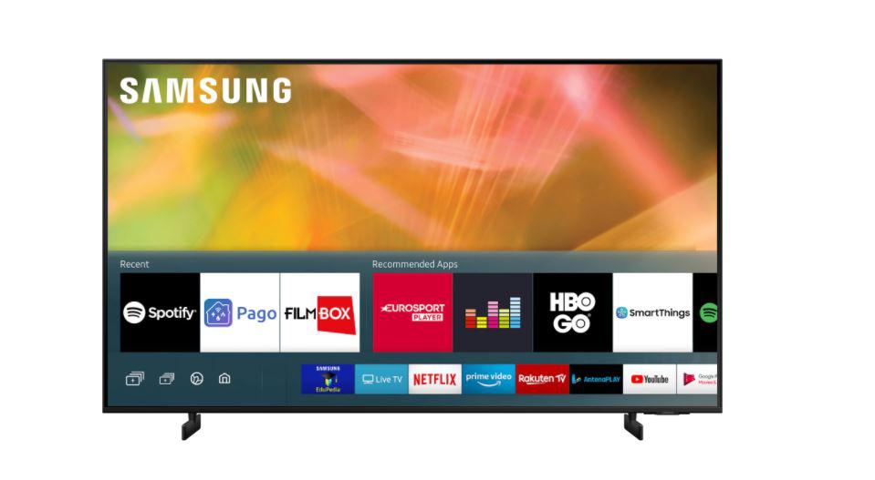 Televizor, Samsung, SM, UE65AU8072UXXH, 2021, 163CM, LED, Smart TV, 4K ,Negru, Plat, Tizen, Mirroring iOS, Android, Crystal Processor 4K,HDR10+/HLG, 50 Hz, DVB-T2CS2, 2, 20 W, Subwoofer integrat: Nu, Wi-Fi,Bluetooth, 1 x RJ-45, 1 x S/PDIF, CI+ slot, 3 x HDMI, 2 x USB, 400 x300, Cablu de alimentare