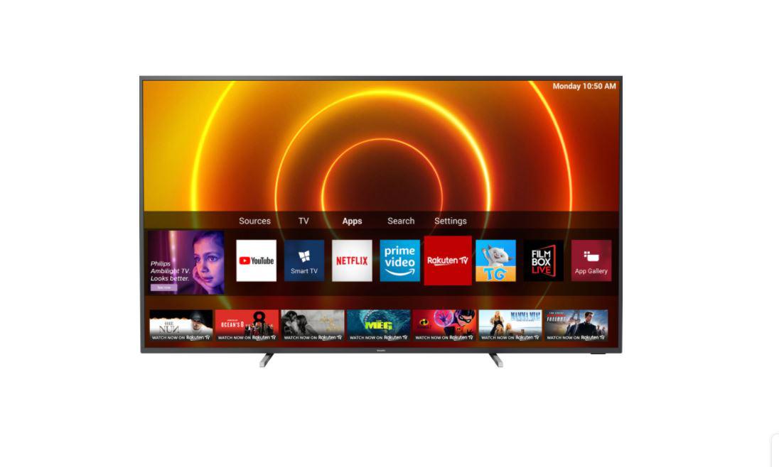 Televizor Philips 75PUS7805/12, 189 cm, Smart, 4K Ultra HD, LED, HDR ,Saphi, Netflix, YouTube, Screen Mirroring, Inregistrare USB, Dual Core,3840 x 2160, HDR 10+, HLG, 1700 PPI, P5 Perfect Picture Engine,SimplyShare, DVB-C, DVB-S, DVB-S2, DVB-T, DVB-T2, Dolby Atmos ,Egalizator cu 5 benzi, Mod