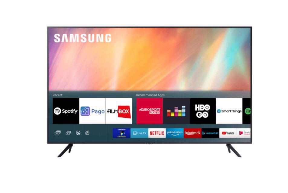 Televizor, Samsung, SM, UE75AU7172UXXH, 2021, 189CM, LED, Smart TV, 4K ,Gri inchis, Plat, Tizen, Mirroring iOS, Android, Crystal Processor 4K,HDR10+/HLG, 50 Hz, DVB-T2CS2, 2, 20 W, Subwoofer integrat: Nu, Wi-Fi,Bluetooth, 1 x RJ-45, 1 x S/PDIF, CI+ slot, 3 x HDMI, 1 x USB, 400 x400, Cablu de