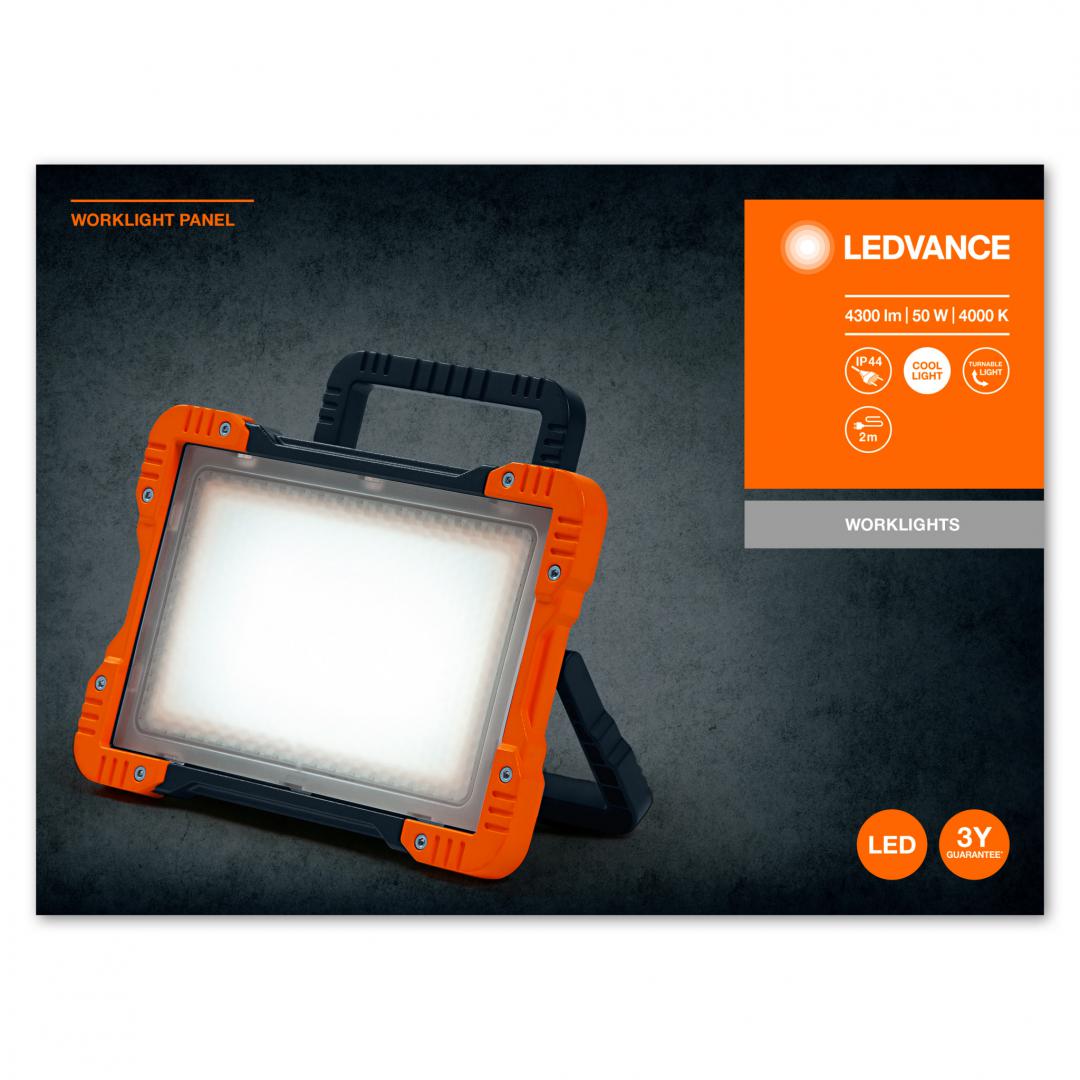 Proiector LED (lampa de lucru) Ledvance Worklight Panel, 50W, 220-240V, 4300 lm, lumina neutra (4000K), IP44, lungime cablu 2m