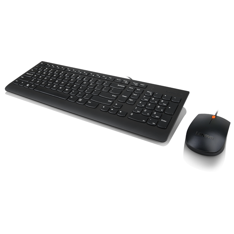 Lenovo 300 USB Combo Keyboard & Mouse, Senzor mouse: Optic, Rezolutie (dpi): 1600 dpi, Tipul conexiunii: USB, Lungime/Tip cablu: 1.80m, Culoare: Negru, Dimensiune: Mouse - 34 mm (1,33 inchi), tastatură - 20 mm x Mouse - 63 mm (2,44 inchi), tastatură - 424 mm x Mouse - 111 mm (4,37 inchi), tastatură