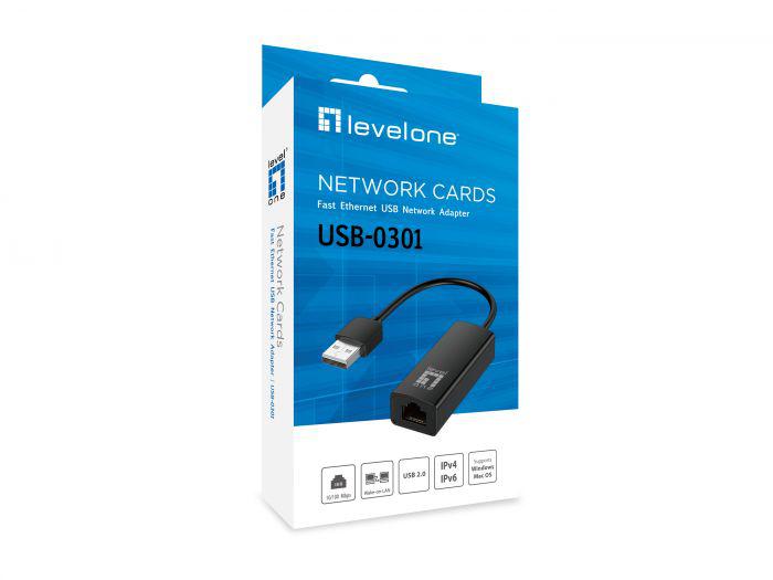 LevelOne USB-0301 Fast Ethernet USB Network Adapter, 23 x 16 x 197 mm