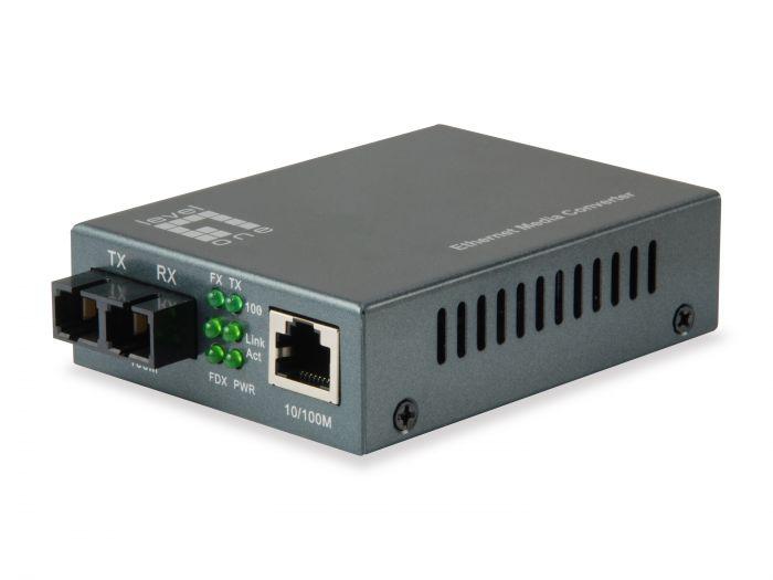 LevelOne FVT-1101  RJ45 to SC Fast Ethernet Media Converter, Multi-Mode Fiber, 1310nm, 2km, 94 x 71 x 26 mm