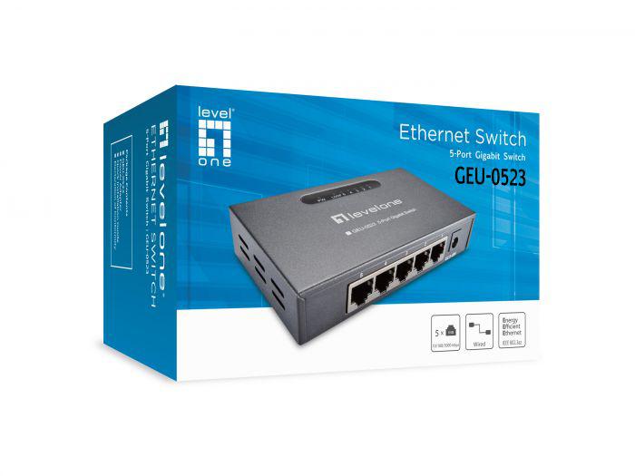 LevelOne GEU-0523  5-Port Gigabit Switch, 124 x 72 x 24 mm