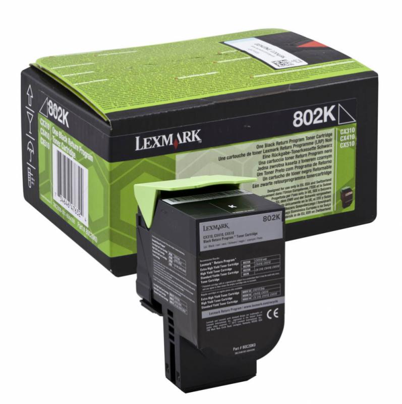 Toner Lexmark 80C20K0, black, 1 k, CX310dn , CX310n , CX410de ,CX410de with 3 year Onsite Service , CX410dte , CX410e , CX510de ,CX510de Statoil , CX510dhe , CX510dthe