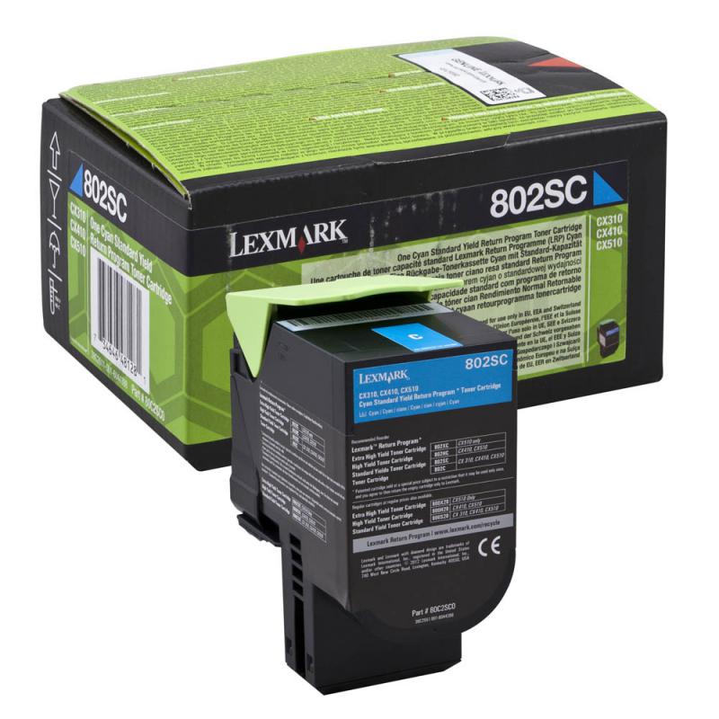 Toner Lexmark 80C2SC0, cyan, 2 k, CX310dn , CX310n , CX410de ,CX410de with 3 year Onsite Service , CX410dte , CX410e , CX510de ,CX510de Statoil , CX510dhe , CX510dthe