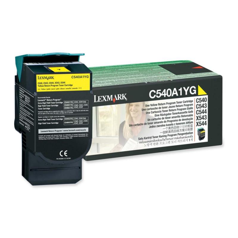 Toner Lexmark C540A1YG, yellow, 1 k, C540n , C543dn , C544dn ,C544dtn , C544dw , C544n , C546dtn , X543dn , X544dn , X544dtn , X544dw, X544n , X546dtn , X548de , X548de Statoil , X548dte