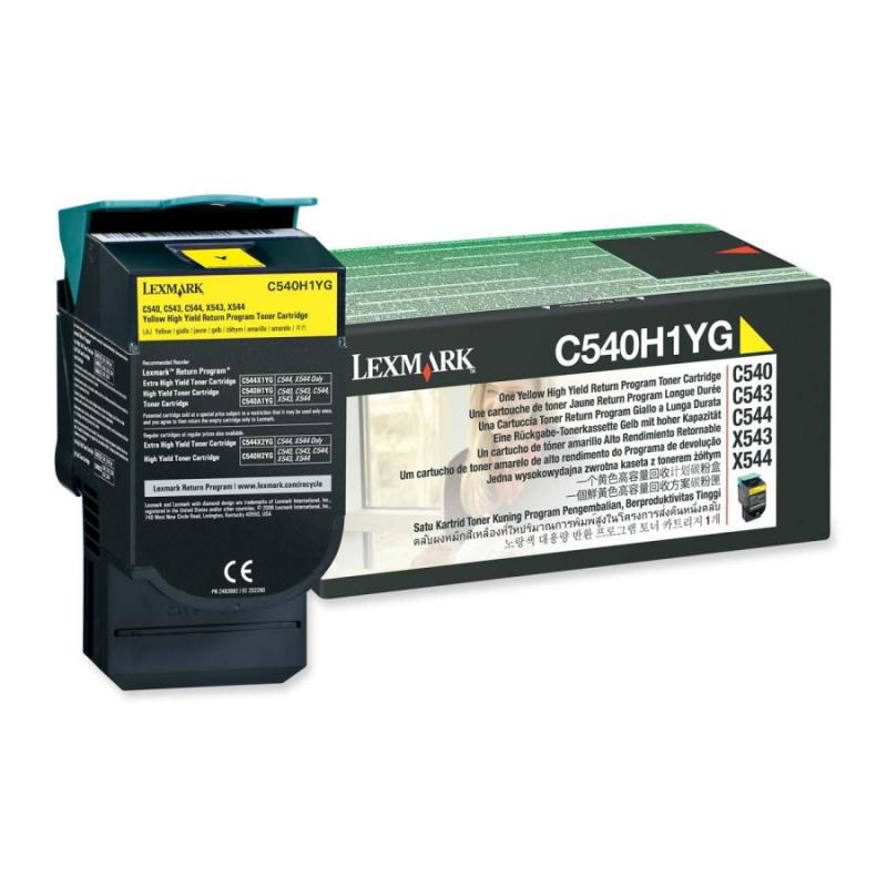 Toner Lexmark C540H1YG, yellow, 2 k, C540n , C543dn , C544dn ,C544dtn , C544dw , C544n , C546dtn , X543dn , X544dn , X544dtn , X544dw, X544n , X546dtn , X548de , X548de Statoil , X548dte