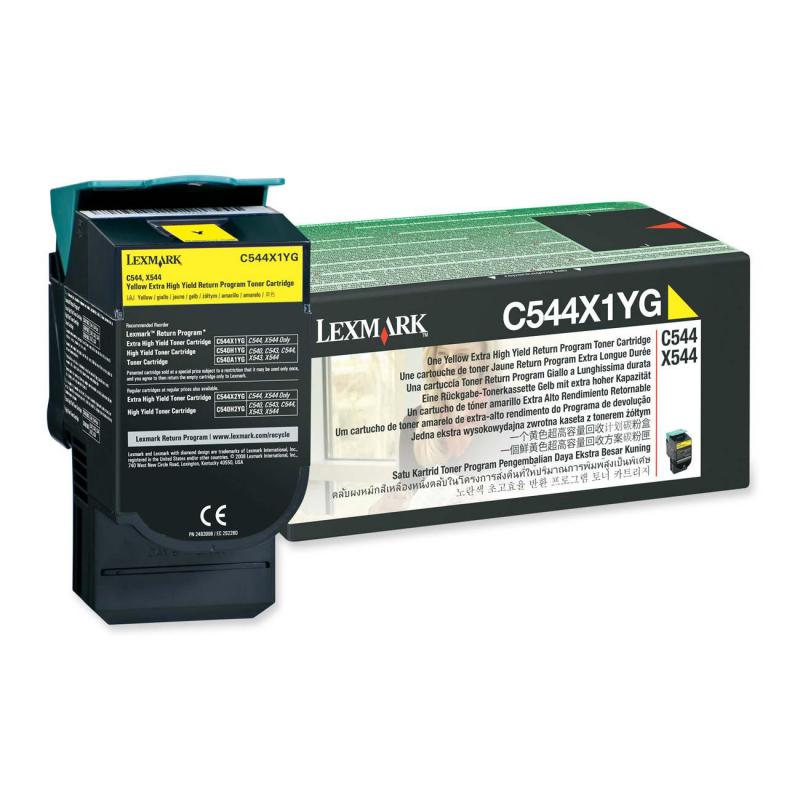 Toner Lexmark C544X1YG, yellow, 4 k, C544dn , C544dtn , C544dw ,C544n , C546dtn , X544dn , X544dtn , X544dw , X544n , X546dtn , X548de ,X548de Statoil , X548dte