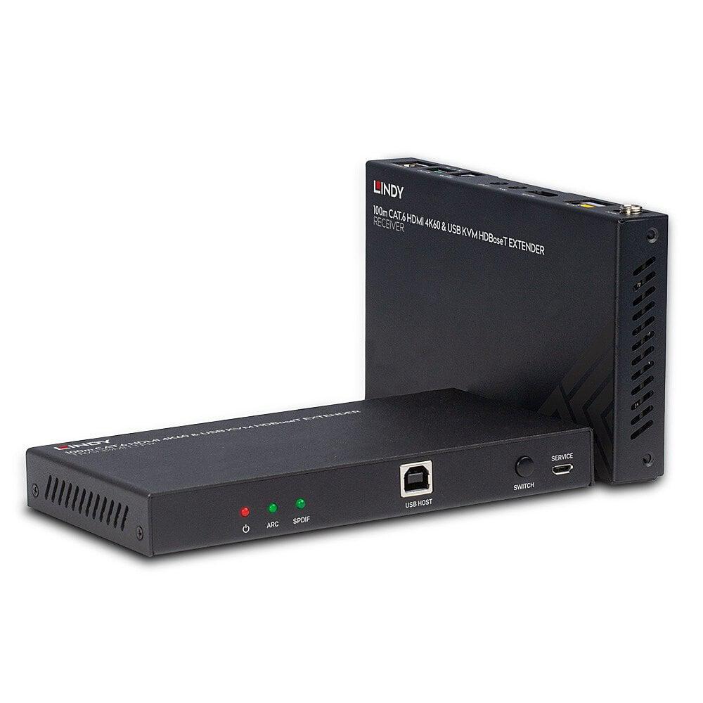 Lindy LY-38343 KVM Extender 100m Cat.6 HDMI 4K60, Audio, IR & RS-232 HDBaseT, USB 2.0
