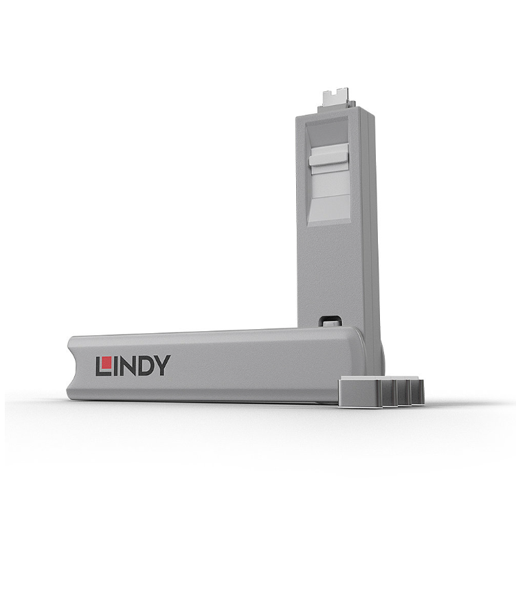 Lindy USB Type C Port Blocker Key, pachet de 4, dimensiuni 14.52x112.5x11.25mm,  alb