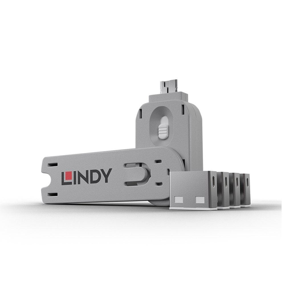 Lindy LY-40454, USB Type A Port Blocker Key, 4 bucati, white