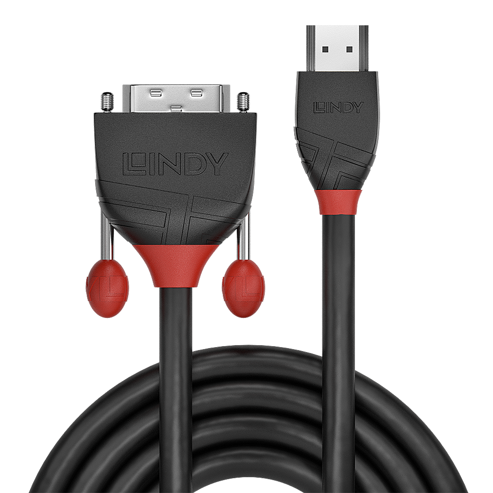 Cablu Lindy HDMI to DVI-D Cable, lungime 5m, rezolutie maxima 1920x1200@ 60Hz, latime de banda suportata 4.95 Gbps, negru