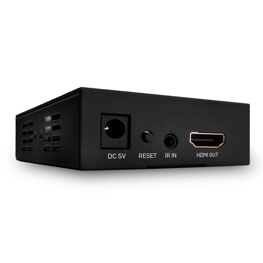 Lindy HDMI & IR over 100Base-T IP Receiver  Description  Add additional HDMI over IP receivers to create larger networked distribution setups Simple, scalable solution for developing 1-to-many or many-to-many installations Supports resolutions up to 1920x1080@60Hz 4:4: 4 8bit Supports IR extension