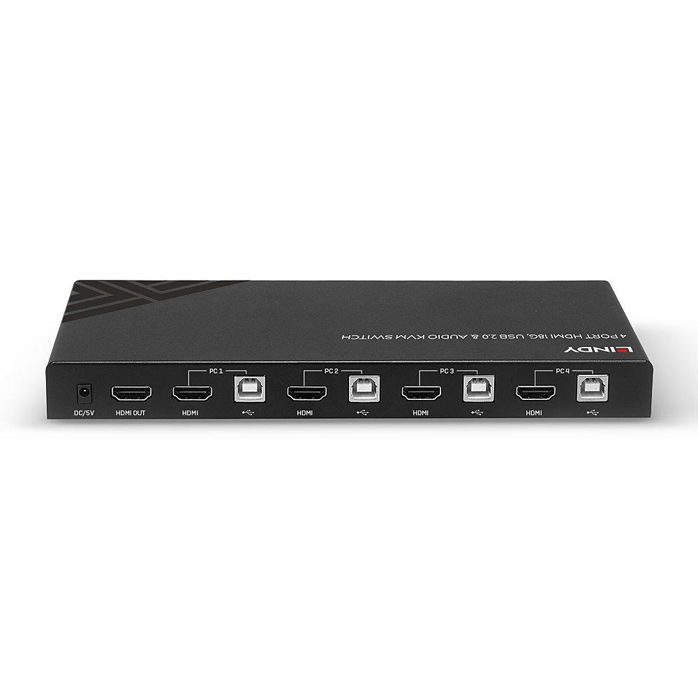 Lindy LY-32810 KVM Switch 4  Port HDMI 4096x2160@60Hz, USB 2.0