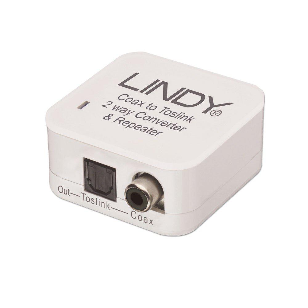 Lindy TosLink (Optical) and Coaxial Bi-directional Converter Bi-directionally convert SPDIF & TosLink (Optical) audio signals  Technical details  Specifications  Video Interface: - Interface Standard: - Supported Bandwidth: - Maximum Resolution: - HDCP Support: - Audio Interface: Toslink (Optical)