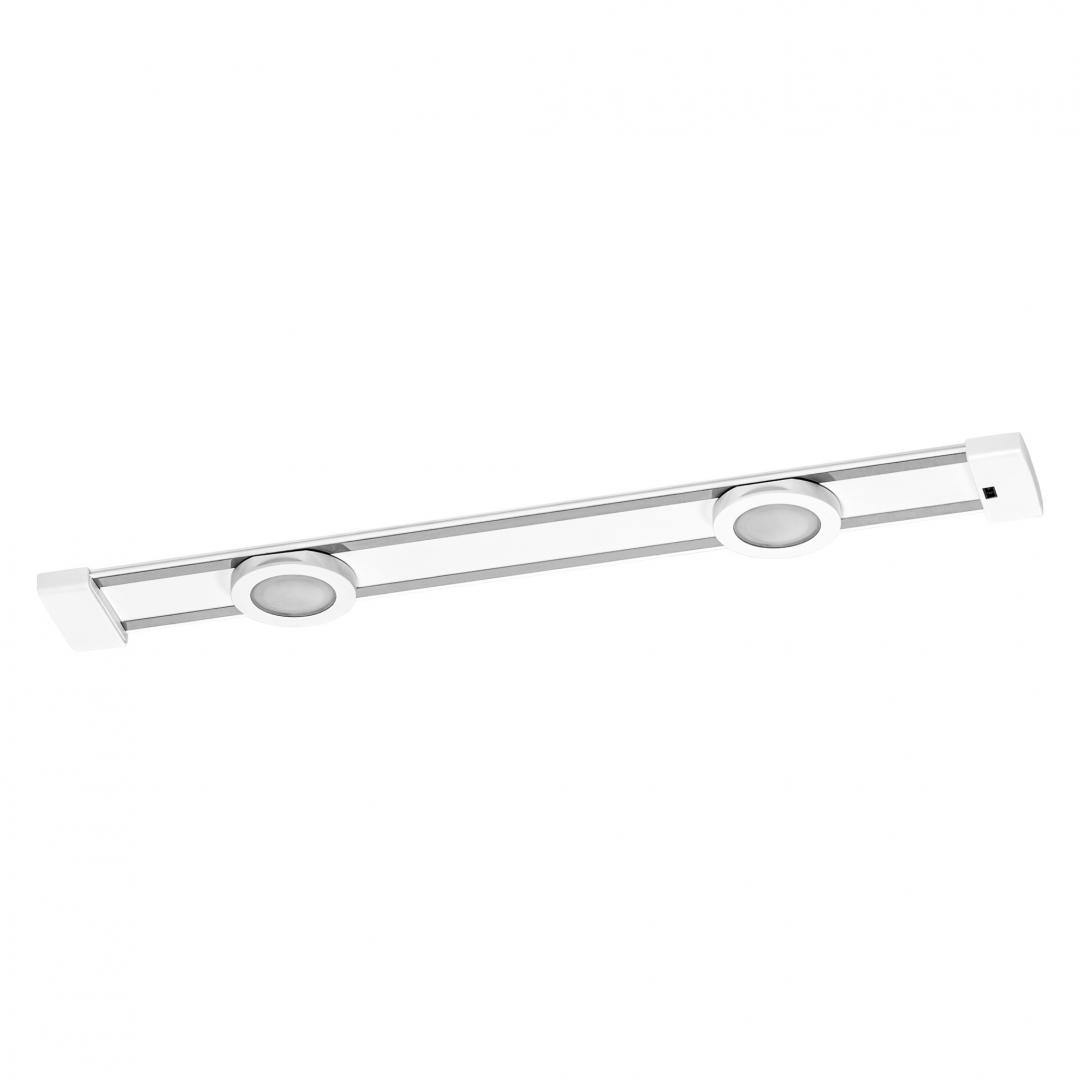 Aplica LED liniara Ledvance cu 2 spoturi aplicabile pe sina magnetica cu senzor de miscare, 7W, 400 lm, lumina neutra (4000K), IP20, montaj aplicat, cablu alimentator 1.5m, 445x71x59mm, Alb