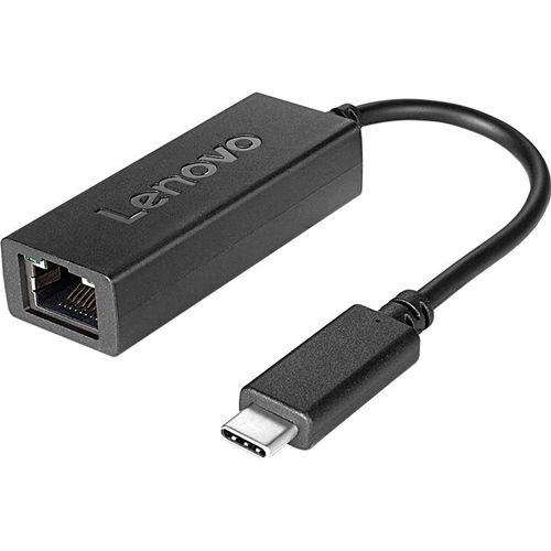 Lenovo USB-C to Ethernet Adapter, Full-size RJ45 connector, LEDs on RJ- 45 connector to indicate activity and link status, upport PXE boot, Wake-On-LAN, MAC pass through if host notebook supports, Black, Depending on many factors such as the processing capability of the host and peripheral devices