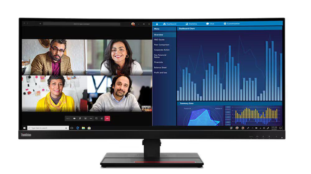 Monitor  Lenovo ThinkVision P34w-20 34.14" IPS, UWQHD (3440x1440), 21:9, Brightness: 300 cd/m², Contrast ratio: 1000:1, Response time: 4ms (Extreme mode) / 6ms (Typical mode), Dot / Pixel Per Inch: 109 dpi, Color Gamut: 99% sRGB, View angle: 178° / 178°, Stand: Tilt, Swivel, Height Adjust Stand