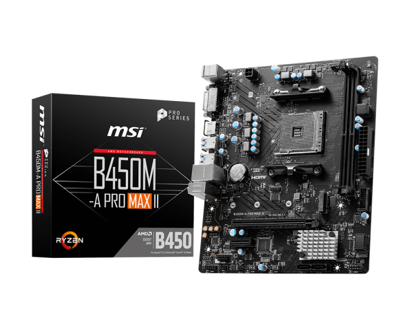 Placa de baza MSI B450M-A PRO MAX II AMD B450, 2x DDR4, 1xHDMI 1xDVI, 1xPCIE x16 1xPCIE 1x, 1x M.2, 4xSATA 6gb/s