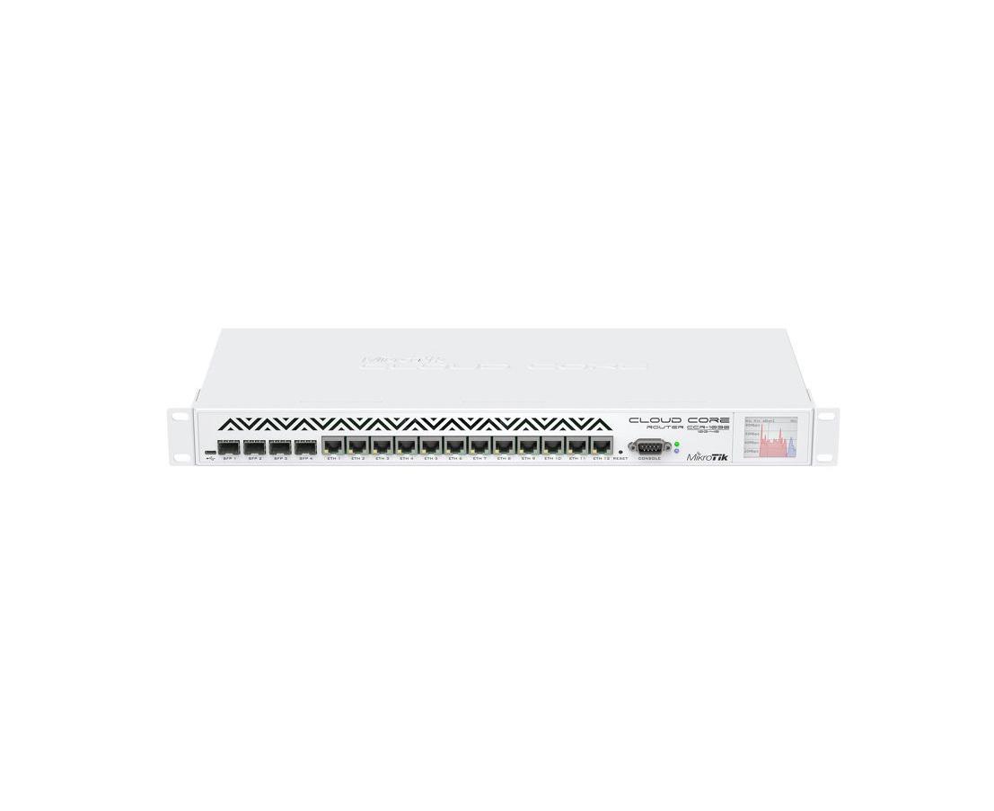 MikroTik Cloud Core Router, CCR1036-12G-4S; Tilera Tile-Gx36 CPU (36-cores, 1.2Ghz per core); 2* SODIMM DDR3 slots, 2x 2GB DDR3 10600 modulesinstalled; 12* 10/100/1000 Mbit/s Gigabit Ethernet with Auto-MDI/X; 4*1.25G Ethernet SFP cage (Mini-GBIC; SFP module not in cluded); microUSBport, host and