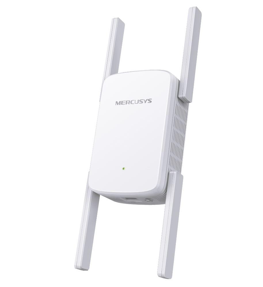 Mercusys AC1900 Wi-Fi Range Extender ME50G; Dual-Band, Standarde Wireless: IEEE 802.11a/n/ac 5 GHz, IEEE 802.11b/g/n 2.4 GHz, Viteza wireless:  600 Mbps at 2.4GHz, 1300 Mbps at 5GHz, Interfata: 1 x Gigabit Ethernet Port, 4 x Andene externe, Consum: 12W, Dimensiuni: 84.7×76.3× 112 mm.