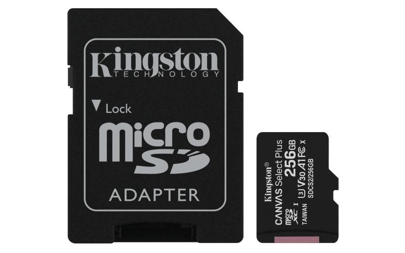 Card de Memorie MicroSD Kingston Select Plus, 256GB, Adaptor SD, Class 10