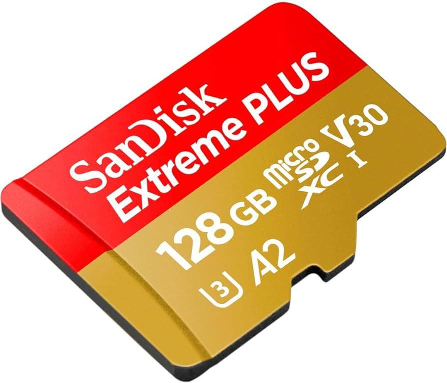 Micro Secure Digital Card SanDisk Extreme PLUS, 128GB, Clasa 10, R/W speed: up to 100MB/s/ 90MB/s, include adaptor SD (pentru telefon)