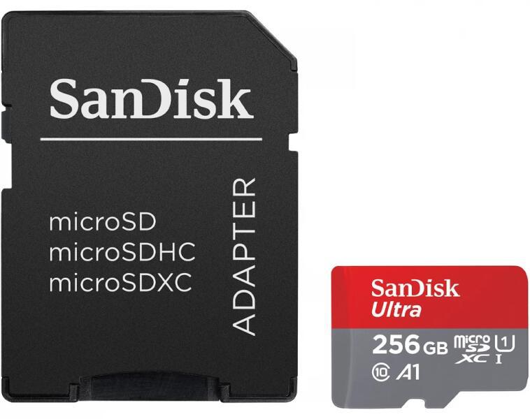 Card de memorie SanDisk, 256GB, UHS-I, Class 10, 80MB/s + Adaptor