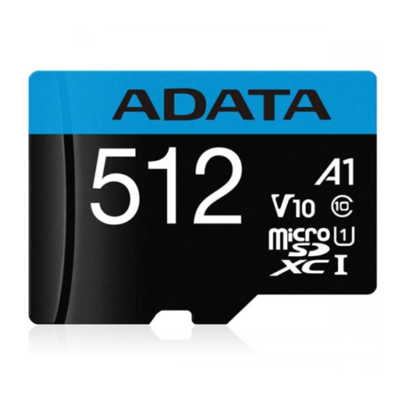 MicroSD ADATA 512GB citire 100 MB/s, scriere 25 MB/s, clasa de viteza 10