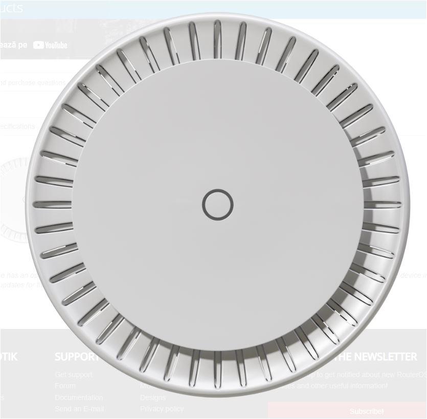 Wireless Access Point Mikrotik CAPGI-5HAXD2HAXD, Procesor: IPQ-6010 1.8 GHz, 128 Mb NAND, 2 x GB ports, Tensiune alimentare: 18 - 57V DC, PoE In: 802.3af/at, Dimesiuni: 228 x 48mm, Consum max: 28W, Licenta RouterOS: L4, PoE Out: 802.3af/at, Standard Wi-Fi: 2.4 GHz 802.11ax dual-chain, 5 GHz 802.11