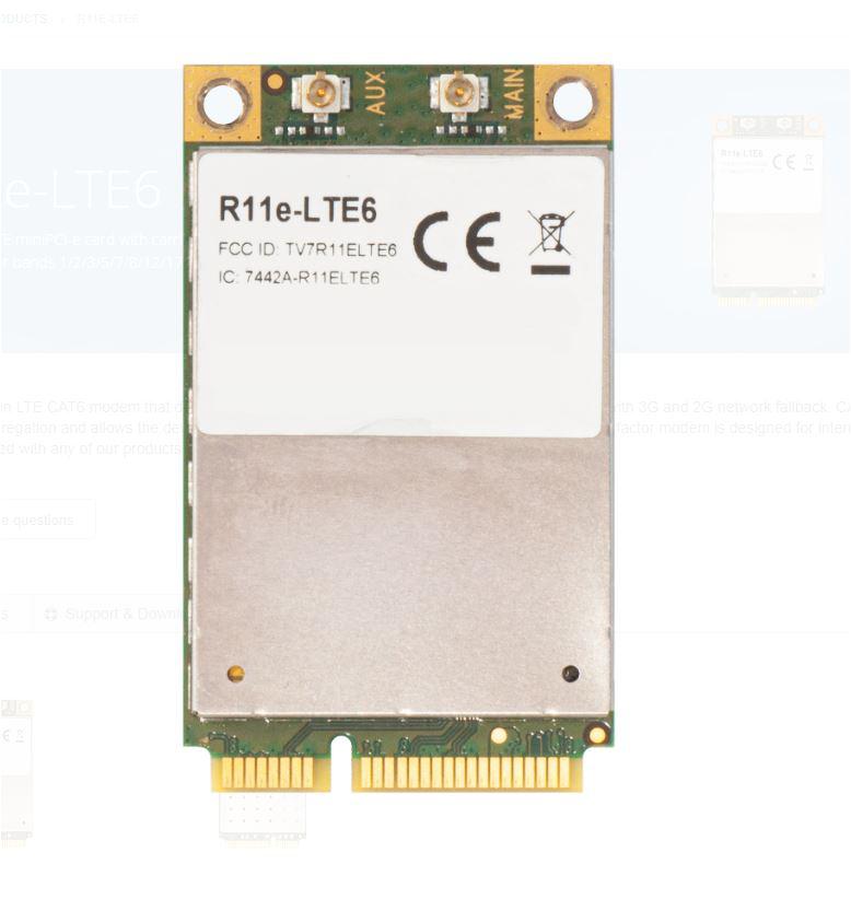 MIKROTIK RBLHGGR&R11E-LTE6 KIT Modem, Procesor: 800Mhz,256Mb RAM ,16Mb Flash,  Dimensiuni: 391 x 391 x 237 mm, POE in: 12-57 V, Interfata: 1 x 10/100/1000, 1 x Micro-sim, 1 x  MiniPCI-e, IP54, consum maxim: 8W.