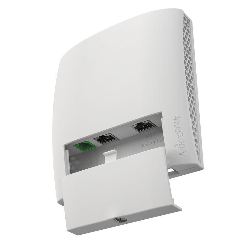 Miktrotik wireless access point wsAP ac lite, RBWSAP-5HAC2ND; In-wallDual Concurrent 2.4GHz/ 5GHz wireless access point with three E thernetports and telephone jack pass through for hospitality networks; 1* CPUcore count; CPU nominal frequency: 650 MHz; Size of RAM: 64 MB: FlashStorage size: 16 MB