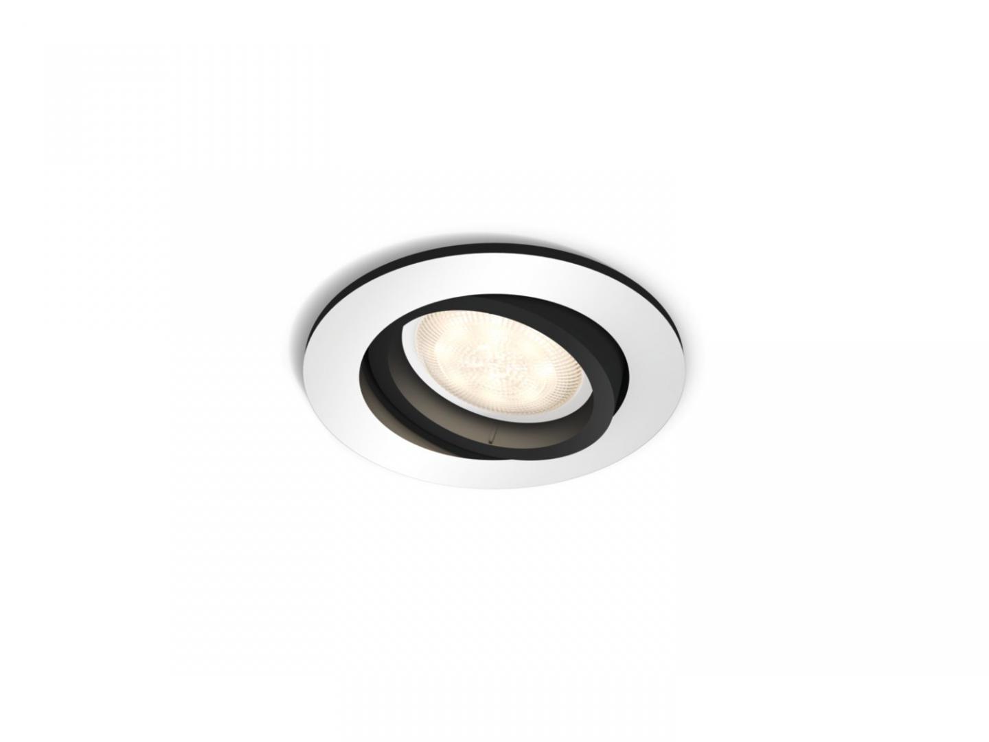 Spot LED incastrat Philips Hue Milliskin, Bluetooth, GU10, 5W (50W), 350lm, lumina alba (2200-6500K), IP20, 9cm, Argintiu