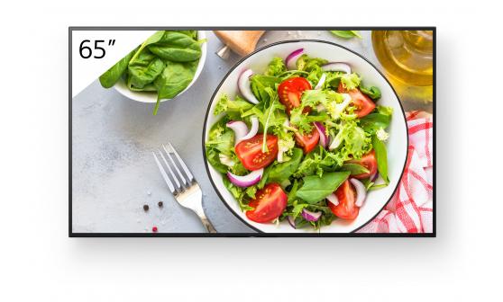 Monitor Signage Sony BZ35L, 65", UHD, 24/7, 550nit, panel IPS, Direct LED, 8ms, contrast static 1200:1, contrast dinamic 400000:1, mătuire 1%, Android 10, stocare 32GB. Miracast, Chromecast built-in, AirPlay, Apple HomeKit, Google Play Store. Conectivitate: WiFi (2.4GHz, 5GHz), BT4.2, 1xComposit